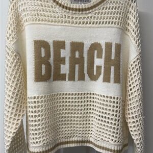 Madden Girl Cream & Tan Open-Knit 'BEACH' Sweater